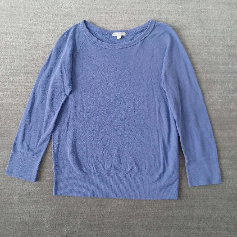 James Perse Vintage Fleece Raglan Sweatshirt Womens S Blue Brushed Surfaced